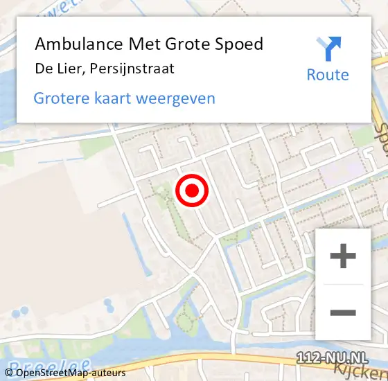 Locatie op kaart van de 112 melding: Ambulance Met Grote Spoed Naar De Lier, Persijnstraat op 12 februari 2023 10:59