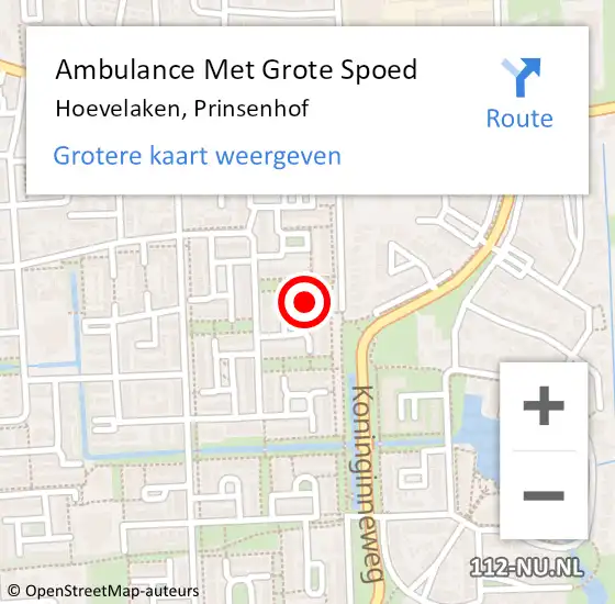 Locatie op kaart van de 112 melding: Ambulance Met Grote Spoed Naar Hoevelaken, Prinsenhof op 12 februari 2023 11:07