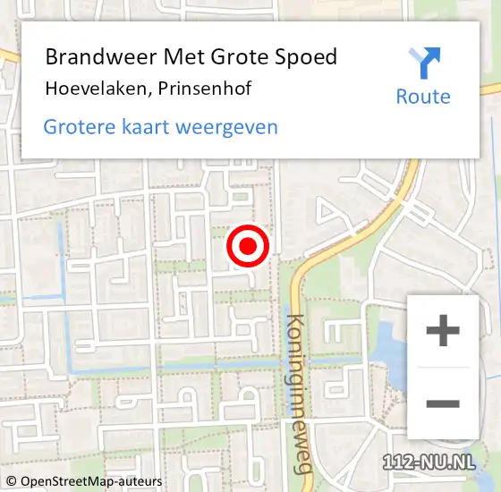 Locatie op kaart van de 112 melding: Brandweer Met Grote Spoed Naar Hoevelaken, Prinsenhof op 12 februari 2023 11:10