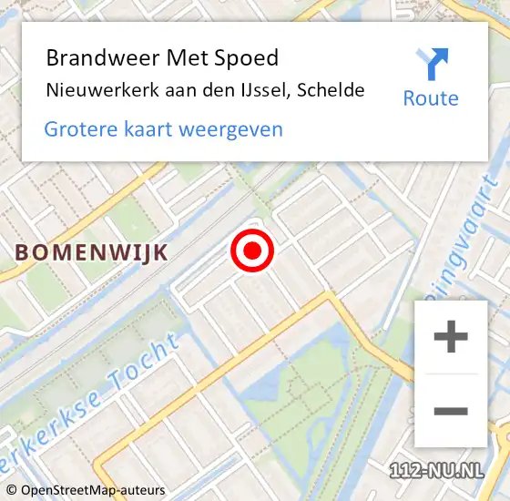 Locatie op kaart van de 112 melding: Brandweer Met Spoed Naar Nieuwerkerk aan den IJssel, Schelde op 12 februari 2023 11:31