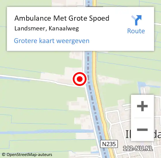 Locatie op kaart van de 112 melding: Ambulance Met Grote Spoed Naar Landsmeer, Kanaalweg op 12 februari 2023 11:31