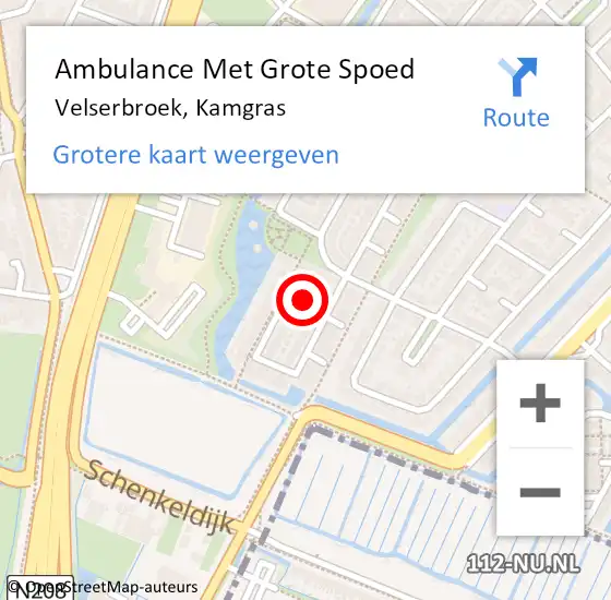 Locatie op kaart van de 112 melding: Ambulance Met Grote Spoed Naar Velserbroek, Kamgras op 12 februari 2023 11:33