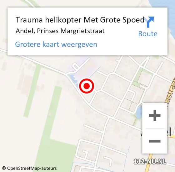 Locatie op kaart van de 112 melding: Trauma helikopter Met Grote Spoed Naar Andel, Prinses Margrietstraat op 12 februari 2023 11:38