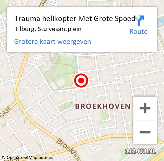 Locatie op kaart van de 112 melding: Trauma helikopter Met Grote Spoed Naar Tilburg, Stuivesantplein op 12 februari 2023 11:48