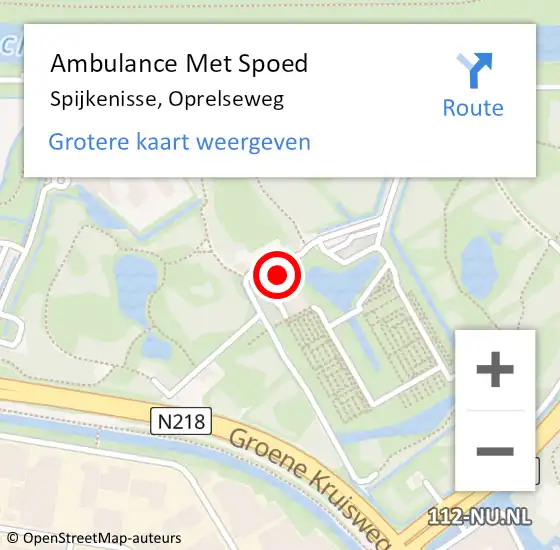 Locatie op kaart van de 112 melding: Ambulance Met Spoed Naar Spijkenisse, Oprelseweg op 12 februari 2023 12:13