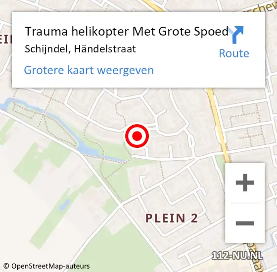 Locatie op kaart van de 112 melding: Trauma helikopter Met Grote Spoed Naar Schijndel, Händelstraat op 12 februari 2023 12:14