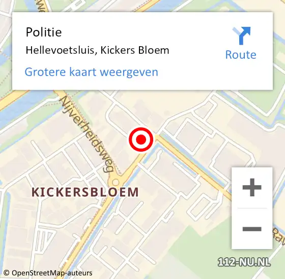 Locatie op kaart van de 112 melding: Politie Hellevoetsluis, Kickers Bloem op 12 februari 2023 12:21