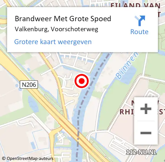 Locatie op kaart van de 112 melding: Brandweer Met Grote Spoed Naar Valkenburg, Voorschoterweg op 12 februari 2023 12:42