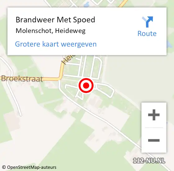 Locatie op kaart van de 112 melding: Brandweer Met Spoed Naar Molenschot, Heideweg op 12 februari 2023 12:42