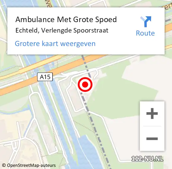 Locatie op kaart van de 112 melding: Ambulance Met Grote Spoed Naar Echteld, Verlengde Spoorstraat op 12 februari 2023 12:44