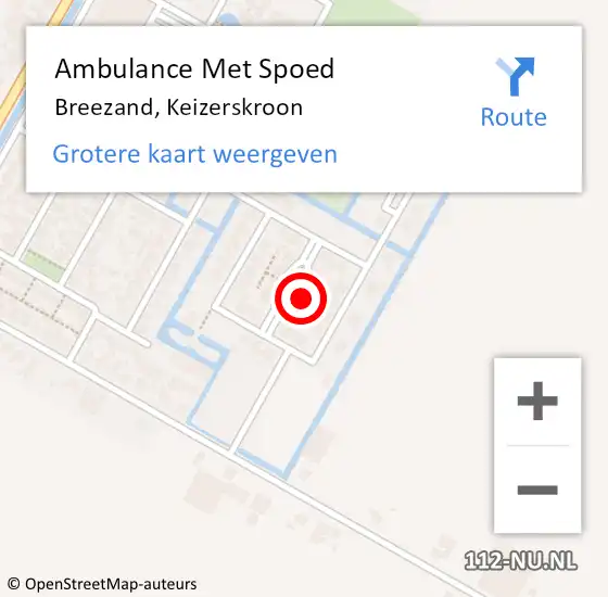 Locatie op kaart van de 112 melding: Ambulance Met Spoed Naar Breezand, Keizerskroon op 12 februari 2023 12:51