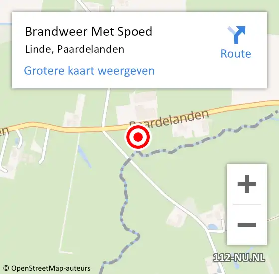 Locatie op kaart van de 112 melding: Brandweer Met Spoed Naar Linde, Paardelanden op 12 februari 2023 12:52