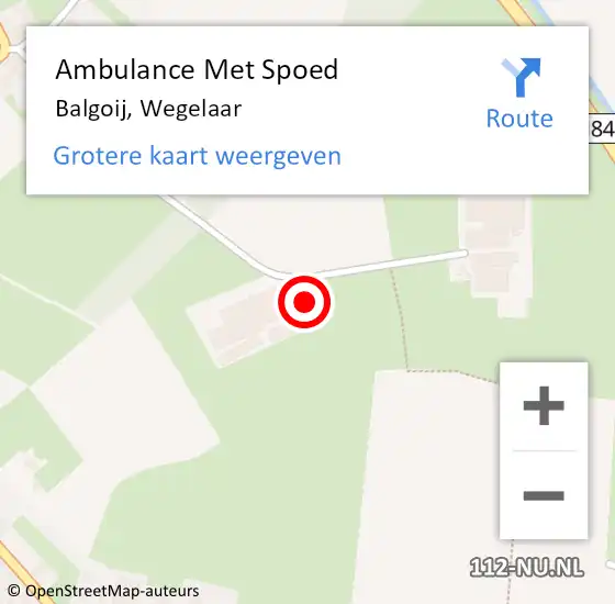 Locatie op kaart van de 112 melding: Ambulance Met Spoed Naar Balgoij, Wegelaar op 12 februari 2023 13:03