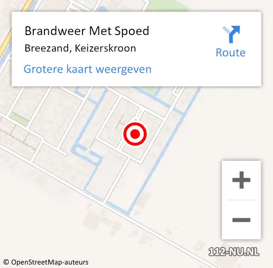 Locatie op kaart van de 112 melding: Brandweer Met Spoed Naar Breezand, Keizerskroon op 12 februari 2023 13:09