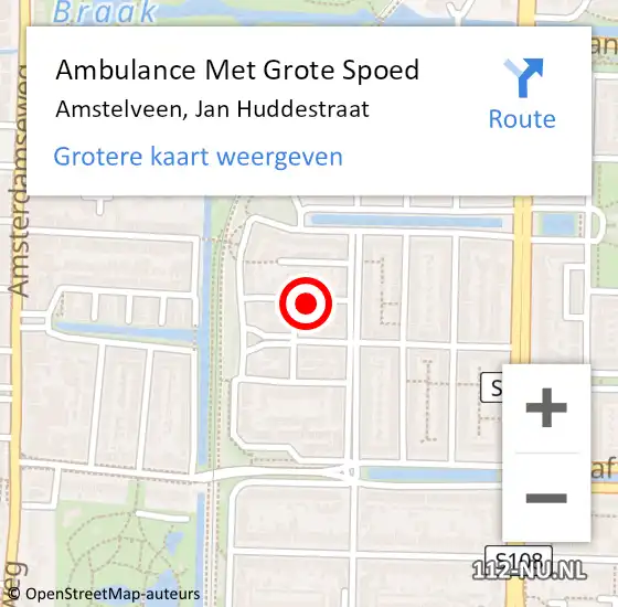 Locatie op kaart van de 112 melding: Ambulance Met Grote Spoed Naar Amstelveen, Jan Huddestraat op 12 februari 2023 13:26