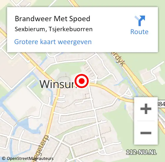 Locatie op kaart van de 112 melding: Brandweer Met Spoed Naar Sexbierum, Tsjerkebuorren op 12 februari 2023 13:32