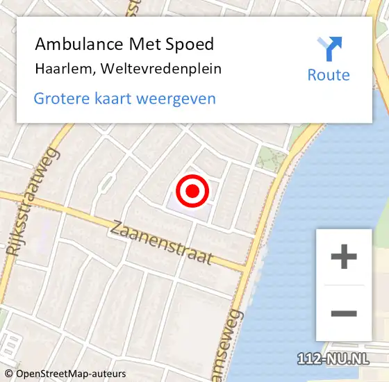 Locatie op kaart van de 112 melding: Ambulance Met Spoed Naar Haarlem, Weltevredenplein op 12 februari 2023 14:02