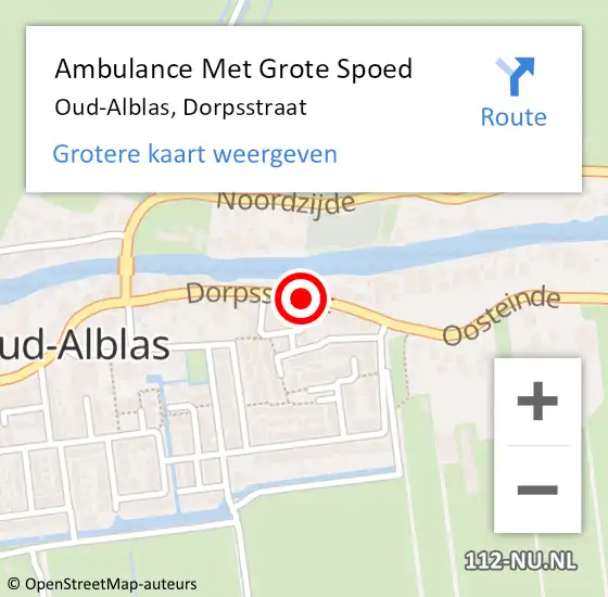 Locatie op kaart van de 112 melding: Ambulance Met Grote Spoed Naar Oud-Alblas, Dorpsstraat op 12 februari 2023 14:03