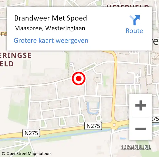 Locatie op kaart van de 112 melding: Brandweer Met Spoed Naar Maasbree, Westeringlaan op 12 februari 2023 14:26