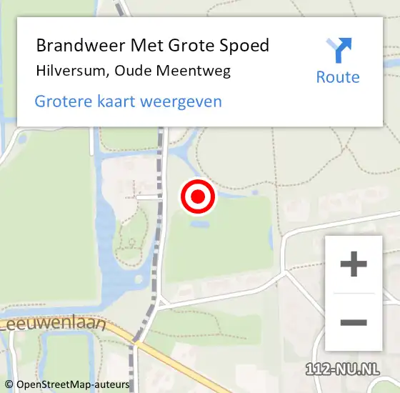 Locatie op kaart van de 112 melding: Brandweer Met Grote Spoed Naar Hilversum, Oude Meentweg op 12 februari 2023 14:37