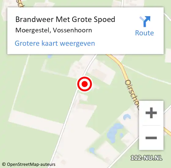 Locatie op kaart van de 112 melding: Brandweer Met Grote Spoed Naar Moergestel, Vossenhoorn op 12 februari 2023 14:51