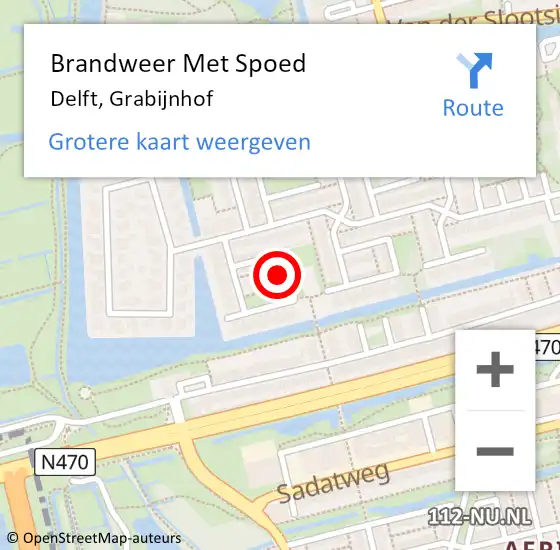 Locatie op kaart van de 112 melding: Brandweer Met Spoed Naar Delft, Grabijnhof op 12 februari 2023 14:52