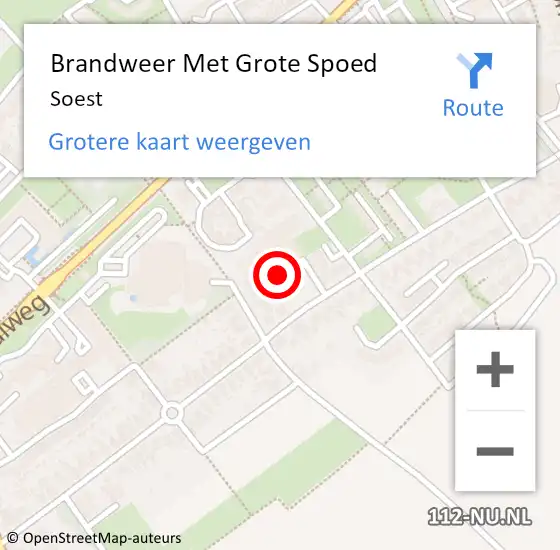 Locatie op kaart van de 112 melding: Brandweer Met Grote Spoed Naar Soest op 12 februari 2023 15:00