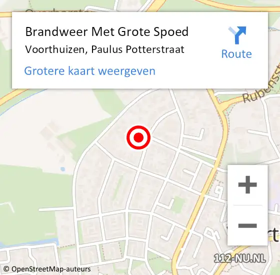 Locatie op kaart van de 112 melding: Brandweer Met Grote Spoed Naar Voorthuizen, Paulus Potterstraat op 12 februari 2023 15:05