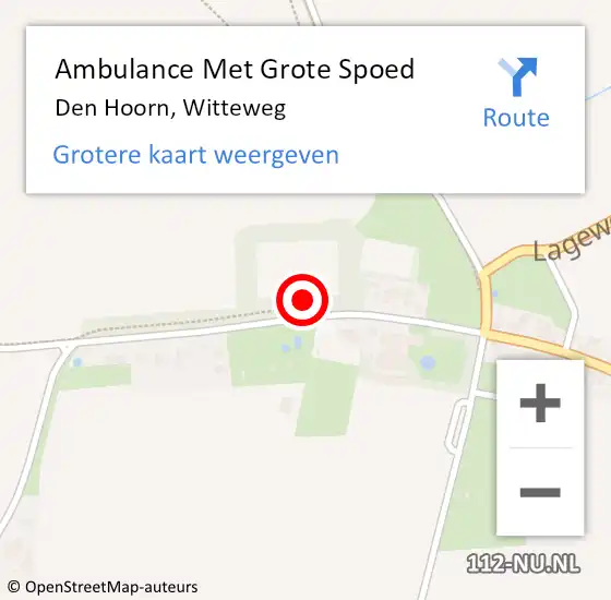 Locatie op kaart van de 112 melding: Ambulance Met Grote Spoed Naar Den Hoorn, Witteweg op 12 februari 2023 15:43