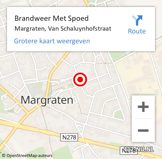 Locatie op kaart van de 112 melding: Brandweer Met Spoed Naar Margraten, Van Schaluynhofstraat op 12 februari 2023 16:18
