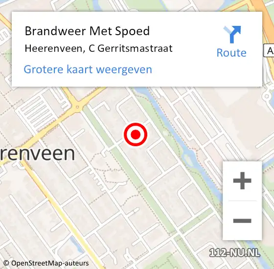 Locatie op kaart van de 112 melding: Brandweer Met Spoed Naar Heerenveen, C Gerritsmastraat op 12 februari 2023 16:21