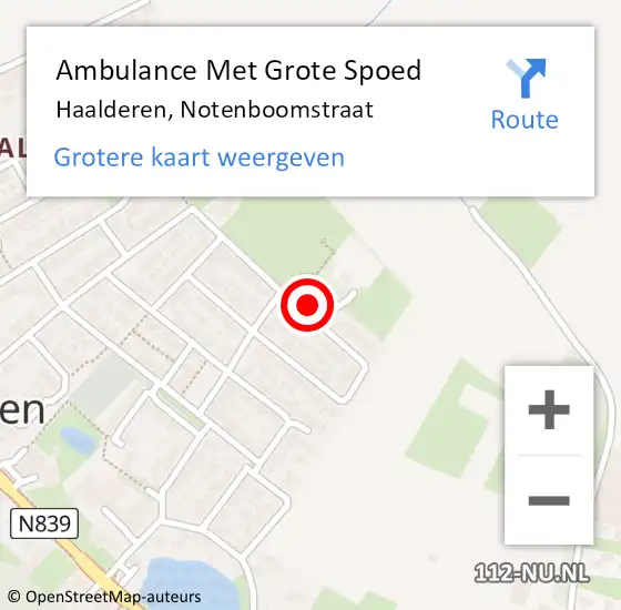 Locatie op kaart van de 112 melding: Ambulance Met Grote Spoed Naar Haalderen, Notenboomstraat op 12 februari 2023 16:23