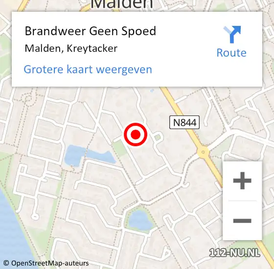 Locatie op kaart van de 112 melding: Brandweer Geen Spoed Naar Malden, Kreytacker op 12 februari 2023 16:33