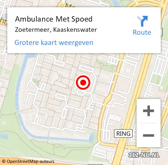 Locatie op kaart van de 112 melding: Ambulance Met Spoed Naar Zoetermeer, Kaaskenswater op 12 februari 2023 16:37