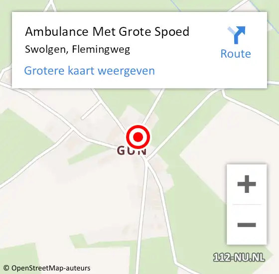 Locatie op kaart van de 112 melding: Ambulance Met Grote Spoed Naar Swolgen, Flemingweg op 15 augustus 2014 12:23