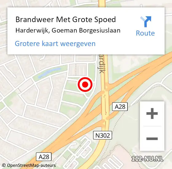 Locatie op kaart van de 112 melding: Brandweer Met Grote Spoed Naar Harderwijk, Goeman Borgesiuslaan op 12 februari 2023 17:03
