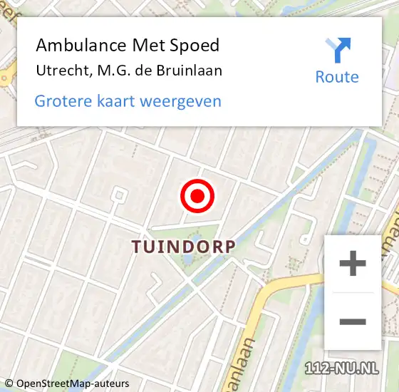 Locatie op kaart van de 112 melding: Ambulance Met Spoed Naar Utrecht, M.G. de Bruinlaan op 15 augustus 2014 12:23