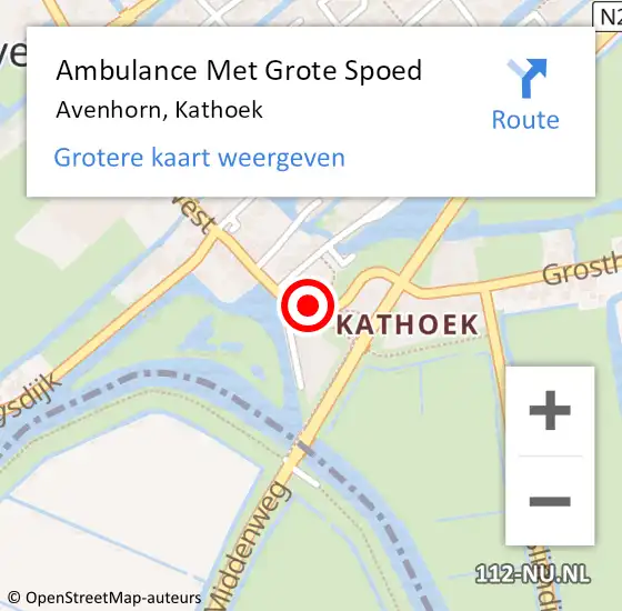 Locatie op kaart van de 112 melding: Ambulance Met Grote Spoed Naar Avenhorn, Kathoek op 12 februari 2023 17:21
