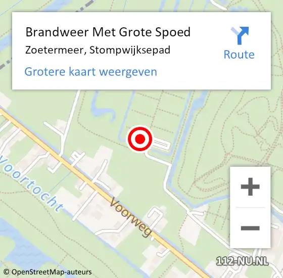 Locatie op kaart van de 112 melding: Brandweer Met Grote Spoed Naar Zoetermeer, Stompwijksepad op 12 februari 2023 17:32