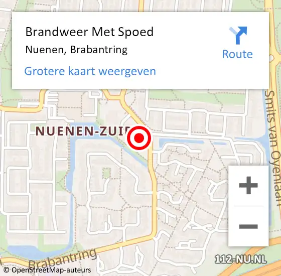 Locatie op kaart van de 112 melding: Brandweer Met Spoed Naar Nuenen, Brabantring op 12 februari 2023 17:33