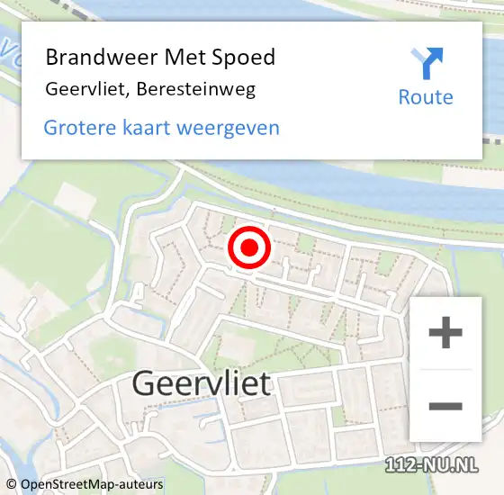 Locatie op kaart van de 112 melding: Brandweer Met Spoed Naar Geervliet, Beresteinweg op 12 februari 2023 17:35