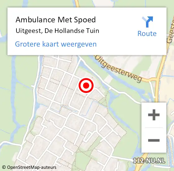 Locatie op kaart van de 112 melding: Ambulance Met Spoed Naar Uitgeest, De Hollandse Tuin op 12 februari 2023 17:40