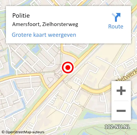 Locatie op kaart van de 112 melding: Politie Amersfoort, Zielhorsterweg op 12 februari 2023 17:48