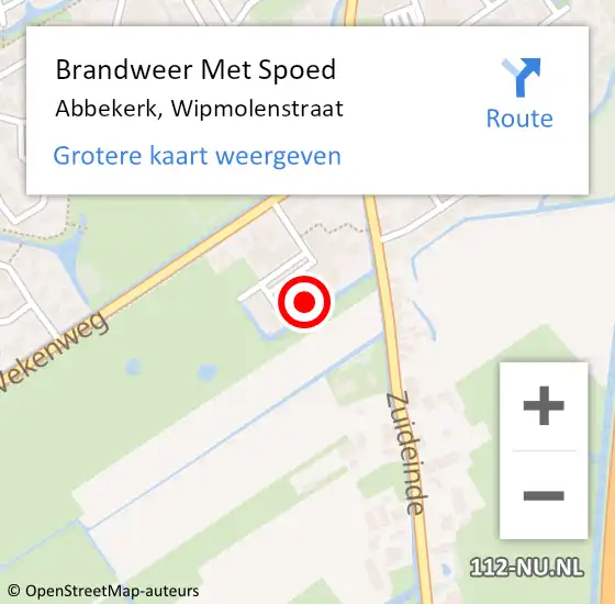 Locatie op kaart van de 112 melding: Brandweer Met Spoed Naar Abbekerk, Wipmolenstraat op 12 februari 2023 17:59