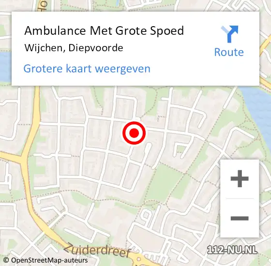 Locatie op kaart van de 112 melding: Ambulance Met Grote Spoed Naar Wijchen, Diepvoorde op 12 februari 2023 18:04