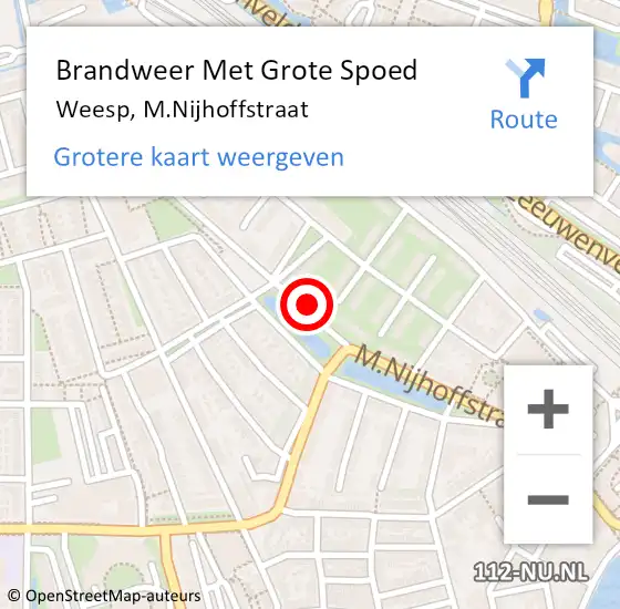 Locatie op kaart van de 112 melding: Brandweer Met Grote Spoed Naar Weesp, M.Nijhoffstraat op 12 februari 2023 18:17