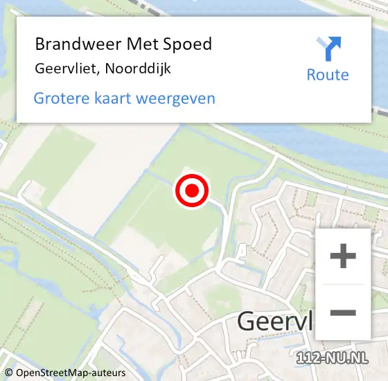 Locatie op kaart van de 112 melding: Brandweer Met Spoed Naar Geervliet, Noorddijk op 12 februari 2023 18:29