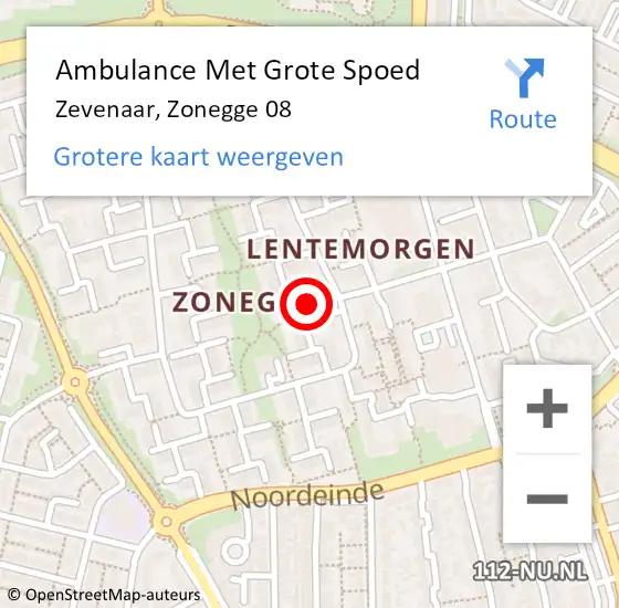 Locatie op kaart van de 112 melding: Ambulance Met Grote Spoed Naar Zevenaar, Zonegge 08 op 12 februari 2023 18:49