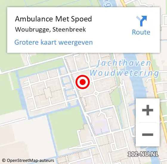 Locatie op kaart van de 112 melding: Ambulance Met Spoed Naar Woubrugge, Steenbreek op 12 februari 2023 18:53