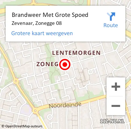 Locatie op kaart van de 112 melding: Brandweer Met Grote Spoed Naar Zevenaar, Zonegge 08 op 12 februari 2023 19:04